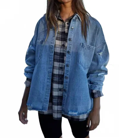 By Together Untamed Button Down Jacket In Light Denim In Blue