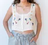 By Together Flora Crochet Vest In Ivory In Multi