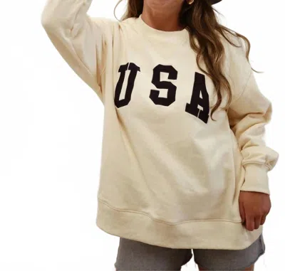 By Together Usa Crewneck Pullover Sweatshirt In Cream In Neutral