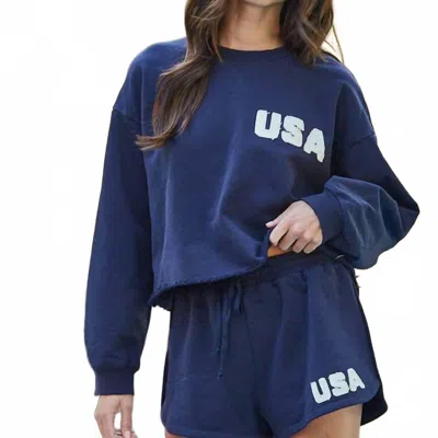 By Together Usa Sweatshirt In Navy In Blue