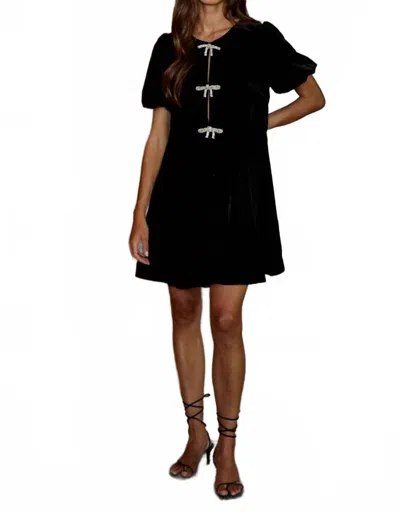 By Together Velvet Sparkle Bow Mini Dress In Black