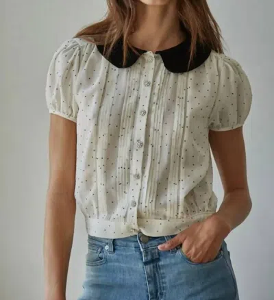 By Together Velveteen Blouse In Cream In Green