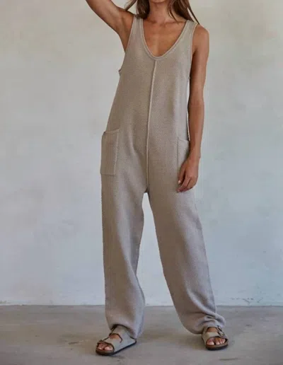By Together Waffle Jumper In Taupe In Grey