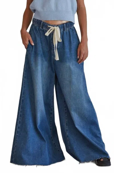 By Together Wide Leg Bell Jar Pants In Dark Denim In Blue