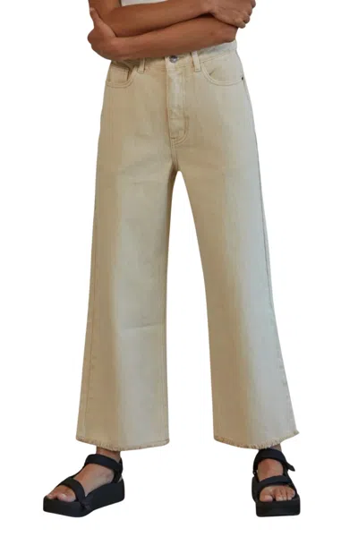 By Together Wide Leg Cut Off Denim In Sand Stone In Beige