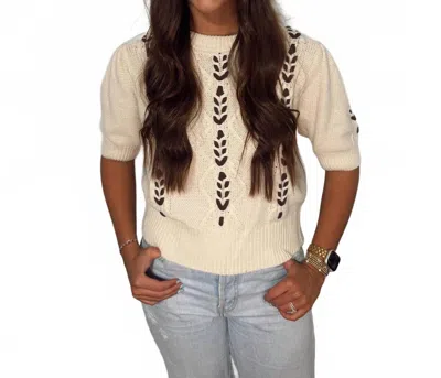 By Together Willow Knit Top In Beige In Animal Print