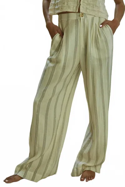 By Together Women's Connie Striped Pants In Beige In Green