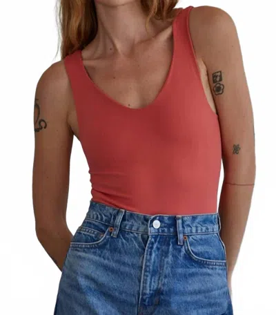 By Together Women's Double Layered Seamless V Neck Sleeveless Bodysuit In Cherry Pink In Red