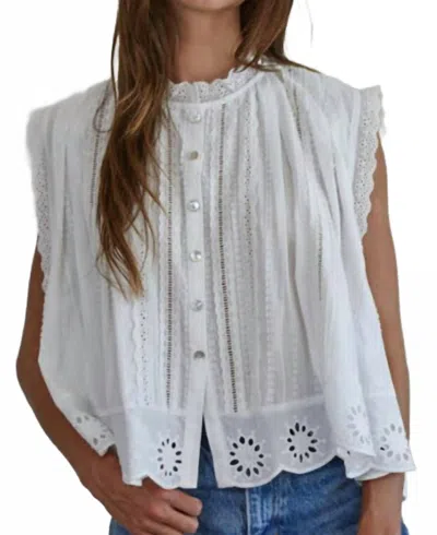 By Together Women's Eyelet Button Down Top In Off White