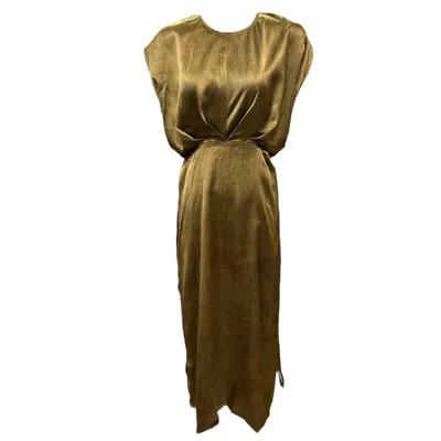 By Together Women's Maelle Wrap Waist Maxi Dress In Olive Gold In Multi