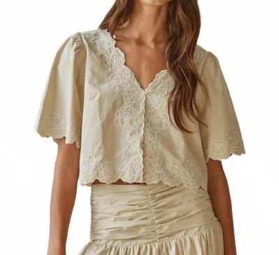 By Together Women's Maison Embroidered Puff Sleeve Blouse In White