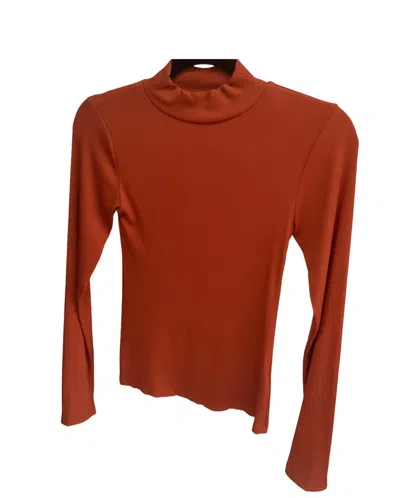 By Together Women's Ribbed Long Sleeve Top In Rust In Multi