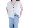 By Together Women's Sherpa Button Vest In Ivory In White