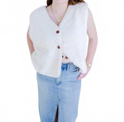 By Together Women's Sherpa Button Vest In Ivory In White