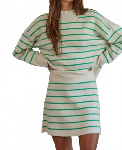 By Together Women's Striped Sweater Skirt In Cream & Green