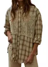 By Together Women's The Burke Flannel Top In Taupe/brown In Green