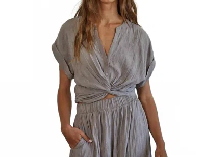 By Together Women's Woven Polyester Button Down Cropped Top In Gray