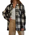 By Together Women's Woven Wool Polyester Button Down Shirt Jacket In Natural Black In Black