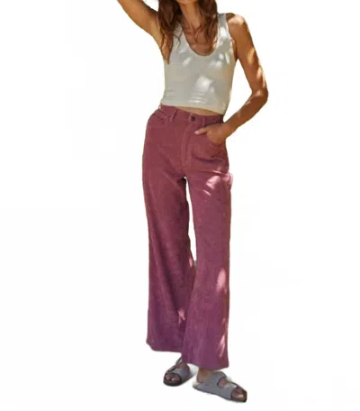 By Together Woven Corduroy High Waisted Straight Fit Pants In Maroon In Red
