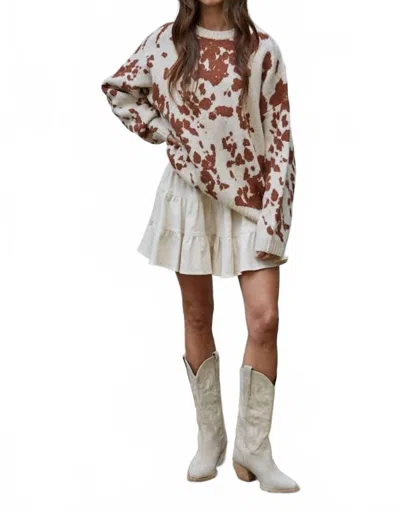 By Together Woven Cotton Corduroy Tiered Flare Mini Skirt In Beige In White