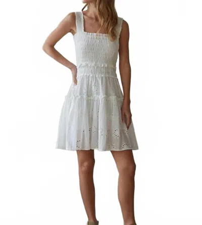 By Together Woven Cotton Eyelet Mini Dress In White