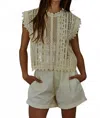By Together Woven Cotton Lace Buttondown Sleeveless Top In Off White In Neutral