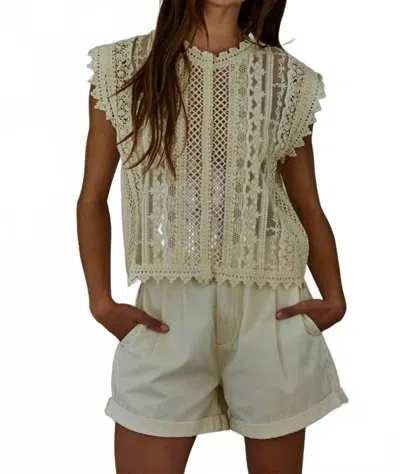 By Together Woven Cotton Lace Buttondown Sleeveless Top In Off White In Neutral