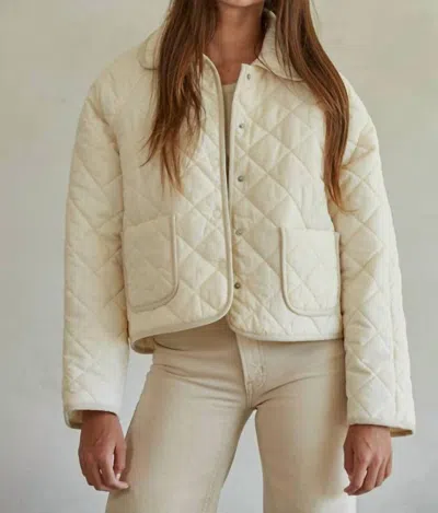 By Together Woven Cotton Quilted Jacket In Cream In White