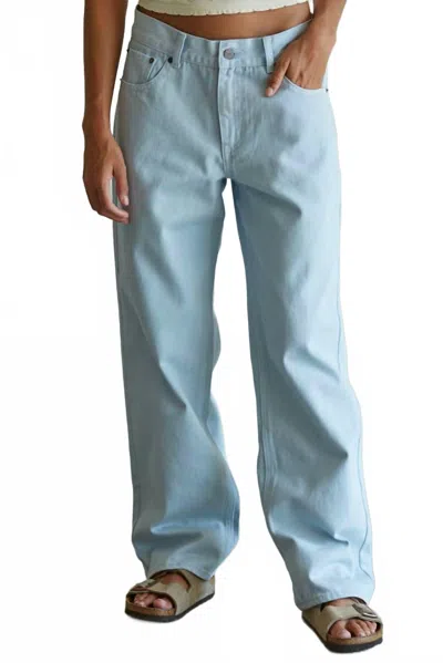 By Together Woven Denim Straight Leg Pants In Light Blue