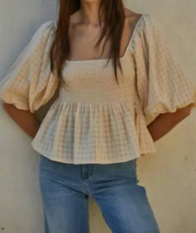 By Together Woven Gauze Puffy Sleeve Top In Cream In White