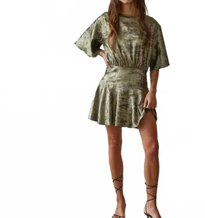 By Together Woven Lurex Flare Mini Dress In Sage In Green
