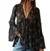 By Together Woven Polyester Chiffon See Through Floral Blouse In Black In Black
