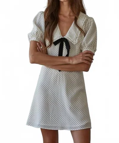 By Together Woven Polyester Chiffon Swiss Dot Print Mini Dress In White