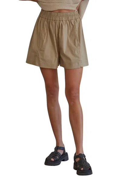 By Together Woven Pull-on Shorts In Khaki In Green
