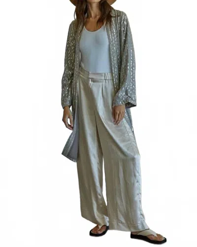By Together Woven Sequin Open Front Cardigan In Dove Grey In Green