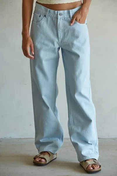 By Together Woven Straight Leg Pants In Light Denim In Blue