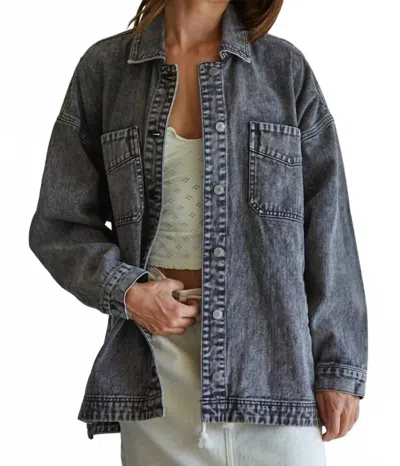 By Together Woven Washed Denim Jacket In Washed Black In Blue