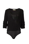 By Together Wrap-effect Stretch-jersey Bodysuit In Black In Animal Print