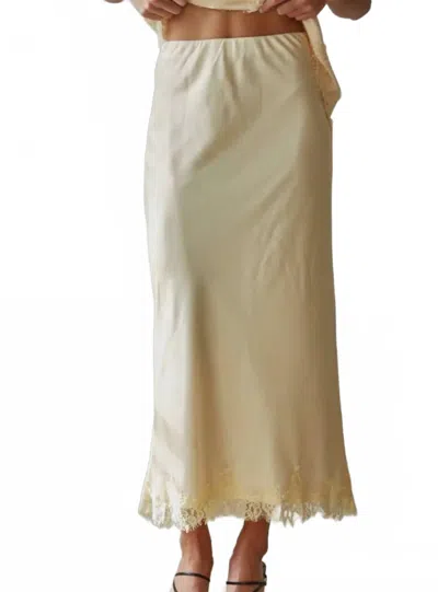 By Together Yarrow Satin Midi Skirt In Butter In Neutral