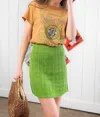 By Together Zoe Crochet Knit Mini Skirt In Cool Green In Multi