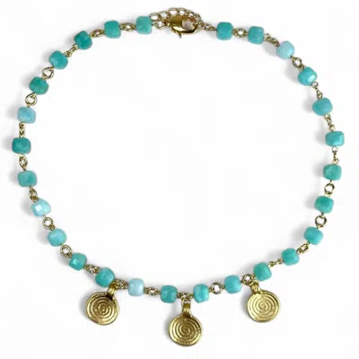 By Virgo Women's Blue / Gold Aqua Dream Aquamarine Gemstone Necklace In Multi