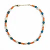 By Virgo Women's Blue / White / Yellow Amara Apatite & Pearl Beaded Necklace