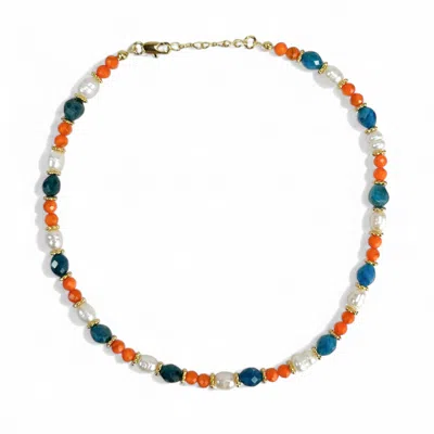 By Virgo Women's Blue / White / Yellow Amara Apatite & Pearl Beaded Necklace