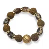 By Virgo Women's Brown / Gold / Neutrals Leona Tibetan Agate Beaded Bracelet