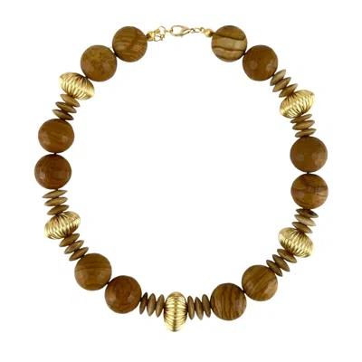 By Virgo Women's Brown / Gold Sahara Jasper Gemstone Necklace In Multi