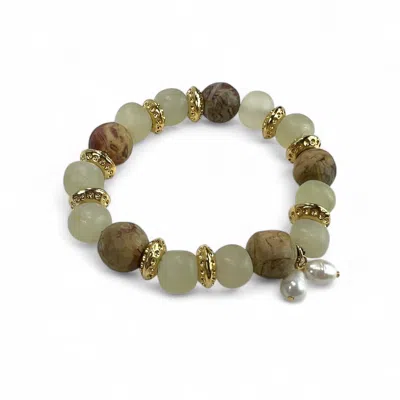 By Virgo Women's Brown / Gold / Yellow Butter Jasper Beaded Bracelet