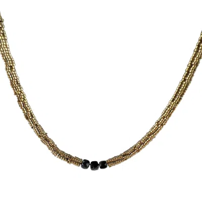 By Virgo Women's Gold / Black Velura Gemstone Necklace In Multi
