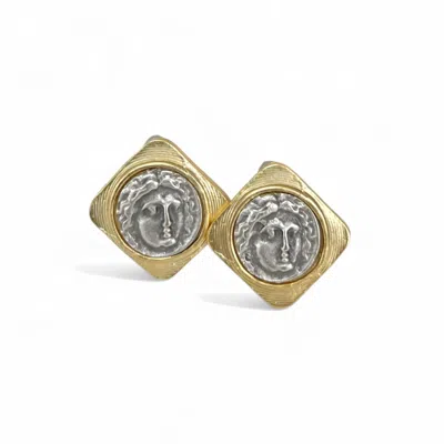 By Virgo Women's Gold / Silver Lycia Gold-plated Ancient Coin Stud Earring In Multi