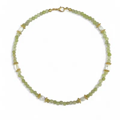 By Virgo Women's Gold / White / Green Avina Gemstone Necklace In Multi