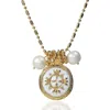 By Virgo Women's Golden Sunburnst Gold Plated Pearl Necklace
